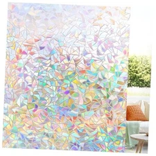  Window Privacy Film, Rainbow Window Film, 3D Decorative 17.5" x 78.7" Clear