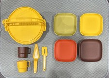 Tupperware Toys Vintage Mini Cake Carrier with Handle Yellow Spatula