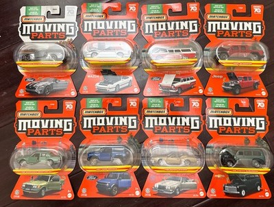 2023 MATCHBOX 70 YEARS MOVING PARTs 8 Cars Set Fwd28-959f Mustang Rx7 Jeep Chevy
