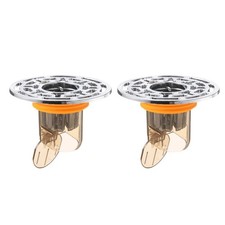 uxcell 2Pcs Odor Proof Floor Drain, ABS Shower Silver Clear Orange