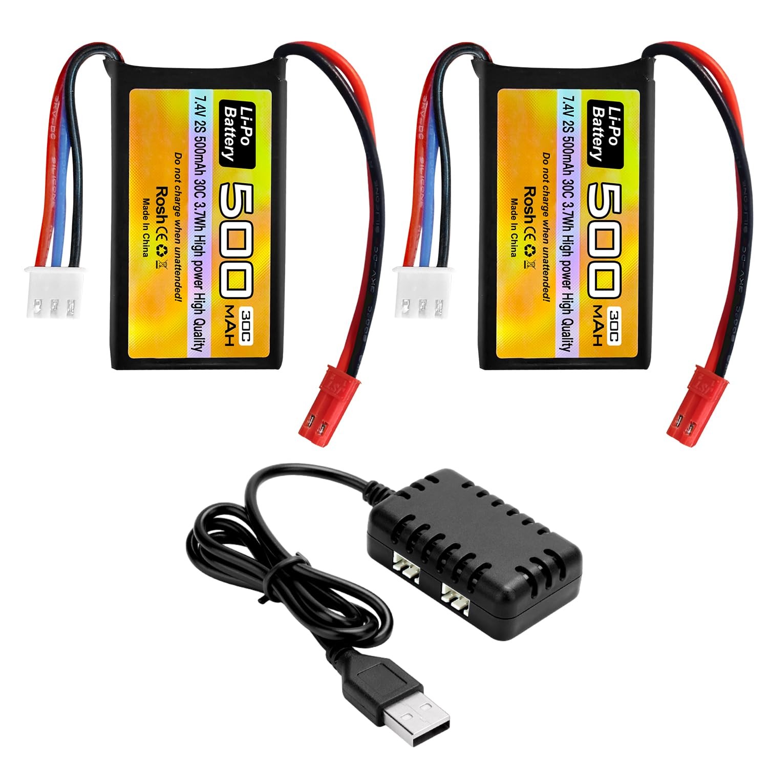 Batterie 7.4V 500mAh 30C et chargeur 2 en 1 pour vos après-midis de pilotage RC