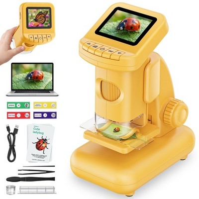 Microscope 1200X Digital 2 in 1 Handheld Desktop HD Screen STEM Kids Portable