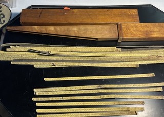 Box Wood Measuring Rule Foot Shoe Shop Cobbler Gauge Ruler Folding Antique Box