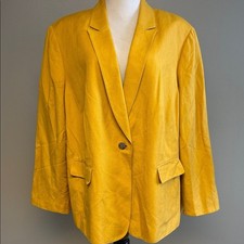 Tahari Arthur S. Levine Yellow Linen Blend Blazer 24W