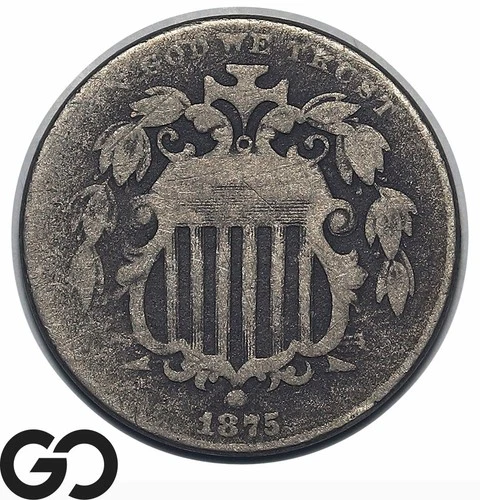 1875-P Shield Nickel — photo from the most recent tracked eBay sale