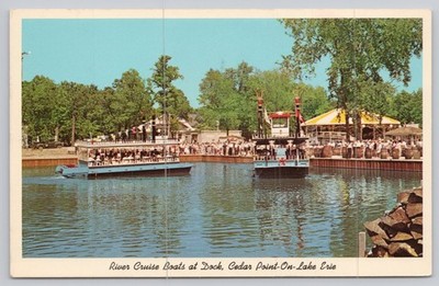 1964 Cedar Point Ohio River Cruise Boats Lake Erie Vintage Postcard
