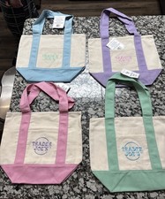 Spring 2026 Trader Joe’s Mini Pastel Canvas Tote Bag Set Of 4 NWT