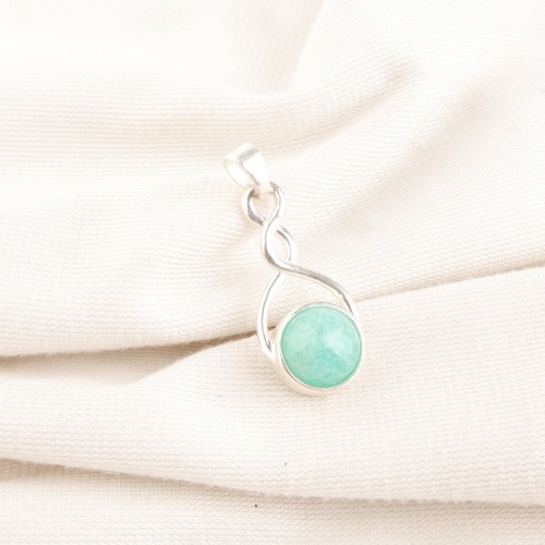 Round Cut Heart Chakra Amazonite Stone Sterling Silver Daughters Day New Pendant - Picture 3 of 6