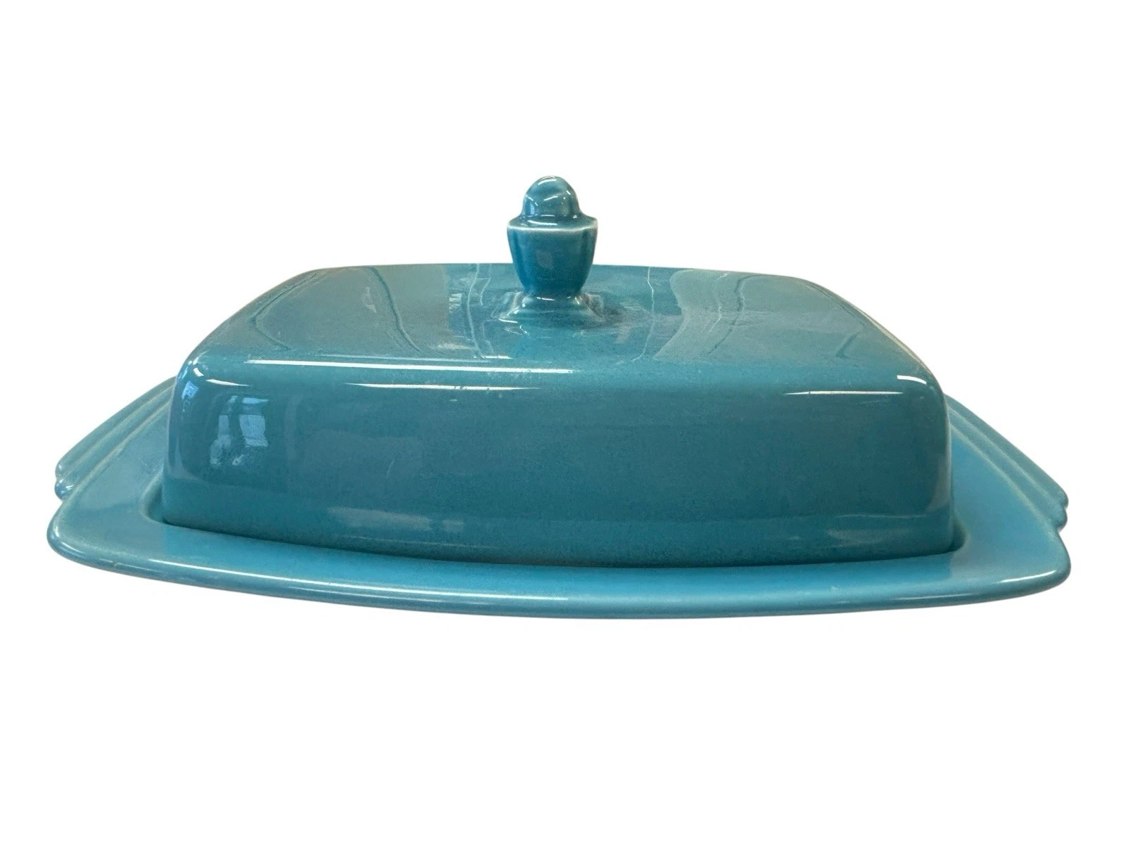 READ - Homer Laughlin Harlequin Turquoise 1/2 Pound 1/2 Lbs Butter Dish