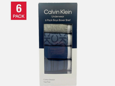 Calvin Klein Jungen Baumwolle Stretch Boxershorts Unterwäsche 6er Pack Größe S Alter 6-7