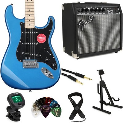 Squier Affinity Series Stratocaster Electric Guitar and Fender Amp Bundle - Lake