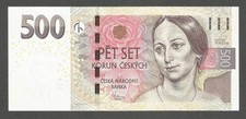 Czech Republic 500 Korun; 2009; UNC; P-24b; BNB-B123a; Prefix  G ; Writer