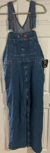 Dickies Denim Bib Overalls Mens 36x30 Indigo Blue Carpenter Workwear NWT - product listing photo