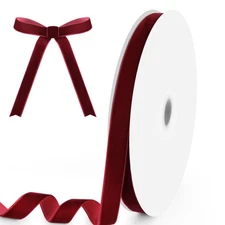 5/8" Wide x 25 Yards Velvet Ribbon, Vintage Single Face Velvet Ribbons for Gi...