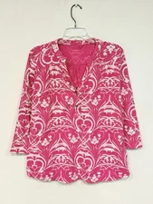 Fresh Produce Women's Buttonside Henley Size XL Pink Slub Knit Shirt USA Made
