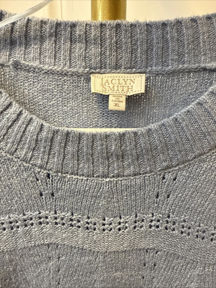 Suéter para mujer Jaclyn Smith azul claro talla XL manga larga cuello redondo pulóver Foto 2 de 4