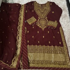 Gasa Paquistaní 2 Piezas Completamente Forrado Kameez Duppatta Mega Venta 