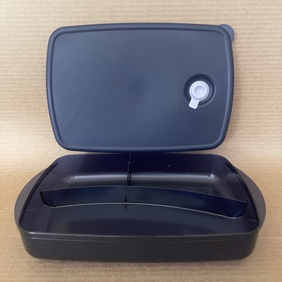 Tupperware Vent N Serve Microwaveable Divided Container #3990 Navy Blue New