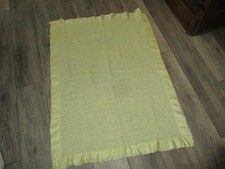 YELLOW Vintage Baby Thermal Soft Nylon Satin Edge Blanket USED and LOVED lovey