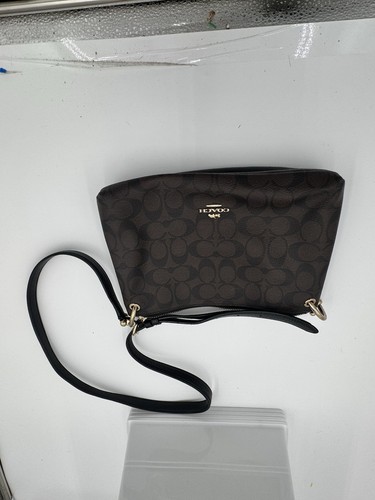 Coach Signature Mia Canvas Brown-Black-Gold Crossbody - Picture 2 of 13