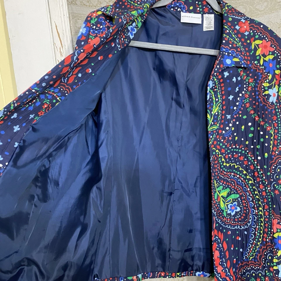 VTG Alfred Dunner Womens 14 Open Front Colorful Paisley Floral Folk Blazer 90s - Image 4 of 4