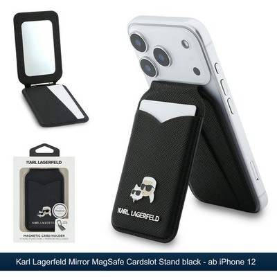 Karl Lagerfeld Kartenetui MagSafe Kartenhalter mit Spiegel für iPhone 12 bis 16