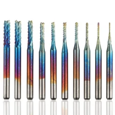 Yakamoz 10Pcs 1/8 Inch Shank End Mill 0.8mm to 3.175mm (length not specified) 