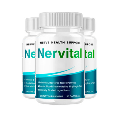 3-Pack Nervital Capsules   Nervital Natural Nerve Health Support - 180 Caps