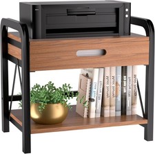 Printer Stand with Wooden Storage Drawer for Desk  2 Tier Desktop Printer