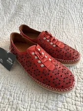 Spring Step Indi Slip On Shoes Womens 40 US 9 Red Leather Flats Sneakers NEW