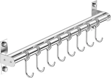 Utensil Hanging Rack Stainless Steel Rail Hanger Rod Wall Mounted Pot Pan Lid