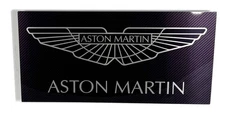Aston Martin Emblem Metal Sign, Carbon Fibre