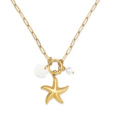 Starfish Pendant Necklace Gold Charm Necklace for Women Beach Necklace Summer...