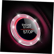 Car Bling Crystal Rhinestone Engine Start Ring Decals, 2 Pack Car Push Pink