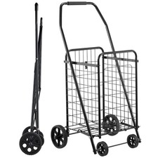 Shopping Cart Folding Grocery Utility Cart with Swivel Wheels 90 LBS Heavy Duty