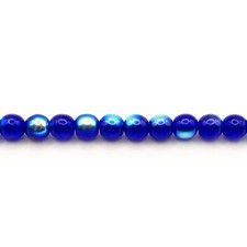 Cobalt Blue AB - 50 6mm Round Czech Glass Pressed Druk Beads