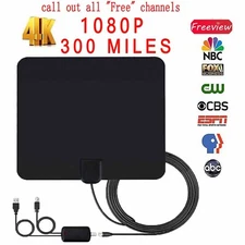 300 Miles HD Digital Indoor VHF UHF HDTV TV Amplified Antenna Signal High Gain