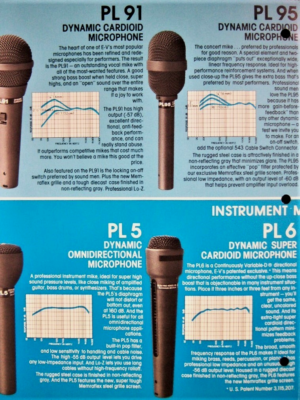 Vintage 1980's Electro Voice PL95 dynamic cardioid microphone w