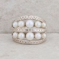Sterling Silver Domed Freshwater Cultured Pearl Ring