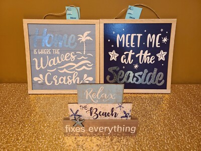 NEW - Beach Decor Set (Relax Beach Fixes Everything, Home Waves Crash, Seaside) 