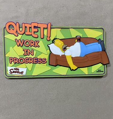 C Character UK Vintage 2001 The Simpsons QUIET Work in P. 3-D Rubber Door Plaque