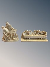 La Pieta by Michelangelo & The Last Supper Sculptures, Made In Italy. Polyresin