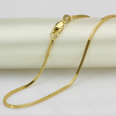 Au750 Pure 18K Yellow Gold Necklace 1.3mm Fine Box Link Man Au750 Pure 18K Yellow Gold Necklace 1.3mm Fine Box Link Man