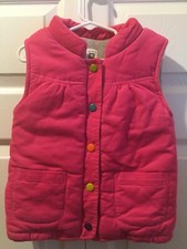 Carter s Girl s Corduroy Vest Size 4 Pink w Gray Fleece Lining - Padded EUC v