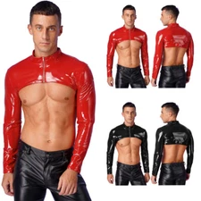 Men Shrug Cosplay Clubwear Sexy Crop Top Stage Performance Slim Top Soft Vest