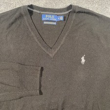 Polo Ralph Lauren Mens Medium 100 Washable Merino Wool V Neck Pullover Sweater