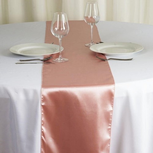 Dusty Rose Satin Table Runners, 30cm x 274cm, 12" x 108"