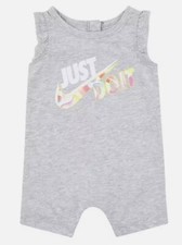 Nike Baby Romper Suit With Swoosh in Grey - Size 0-3 Months