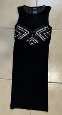Bebe Women’s S Black Bodycon Mesh Studed Stretch Cocktail Dress Sleeveless