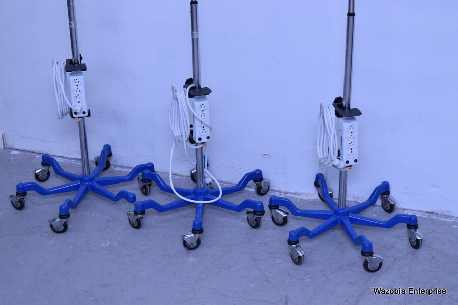 3 MEDLINE IV POLE 4HOOK STAINLESS STEEL 6 LEG MDS80600 WITH TRIPP LITE